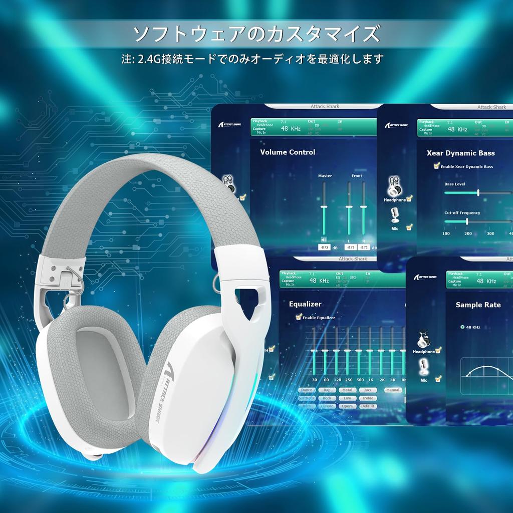 ATTACK SHARK L90 Gaming Connectivity Bluetooth Latency with Lightseed Surround 40mm Noise Detachable Up to 35 Hours of Continuous RGB Compatible with