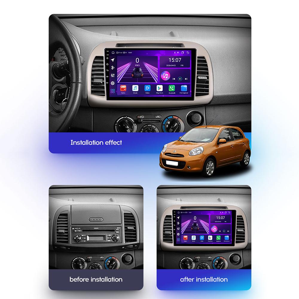 Автомобильная магнитола Android Car-Play для Nissan March K12 2002-2010 Мультимедийный плеер Головное устройство Стерео Навигация GPS BT WIFI, 8 ЯДЕР ,2+32 ГБ
