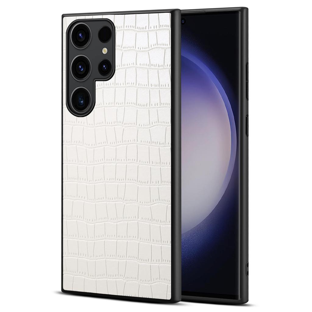 For Samsung Galaxy S24 Ultra Case PU+PC+TPU Crocodile Textured Smart Phone Cover