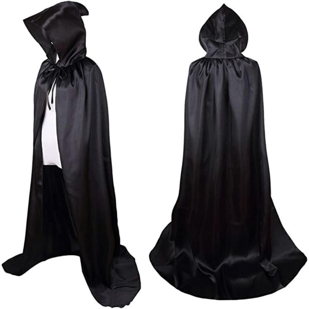 Scary Halloween Party Cloak 59inch Black Hooded Cloak New Cosplay Dress Up Halloween