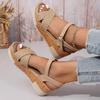 Woven Ankle Strap Wedge Heels Sandals Woman Braided Platform Rome Shoes Women Summer 2025 Thick Bottom Beach Sandalias