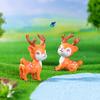 2 Pcs Mini Sika Deer Figurines Hand-colored Deer Miniatures Mini Animal Statues for Fairy Gardens Bonsai Micro Landscape