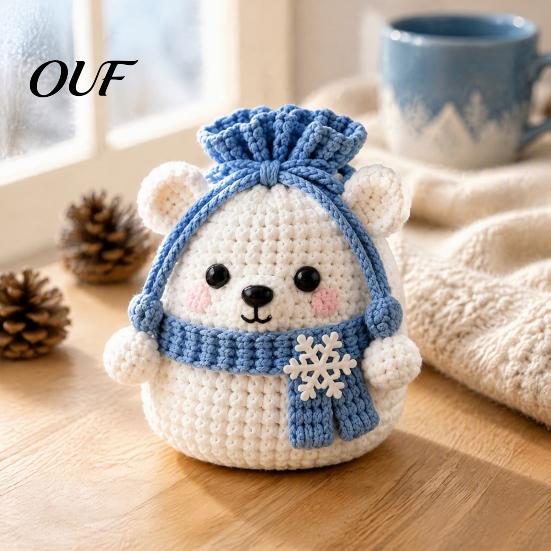 New Year Crafting Project Christmas Pouch Crochet Kit, DIY Santa Snowman Pouch, Cute Penguin Elk Bear Enthusiast Supplies Designs, Storage Bag