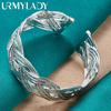 925 Sterling Silver Woven Bangles Bracelet For Women Fashion Charm Jewelry