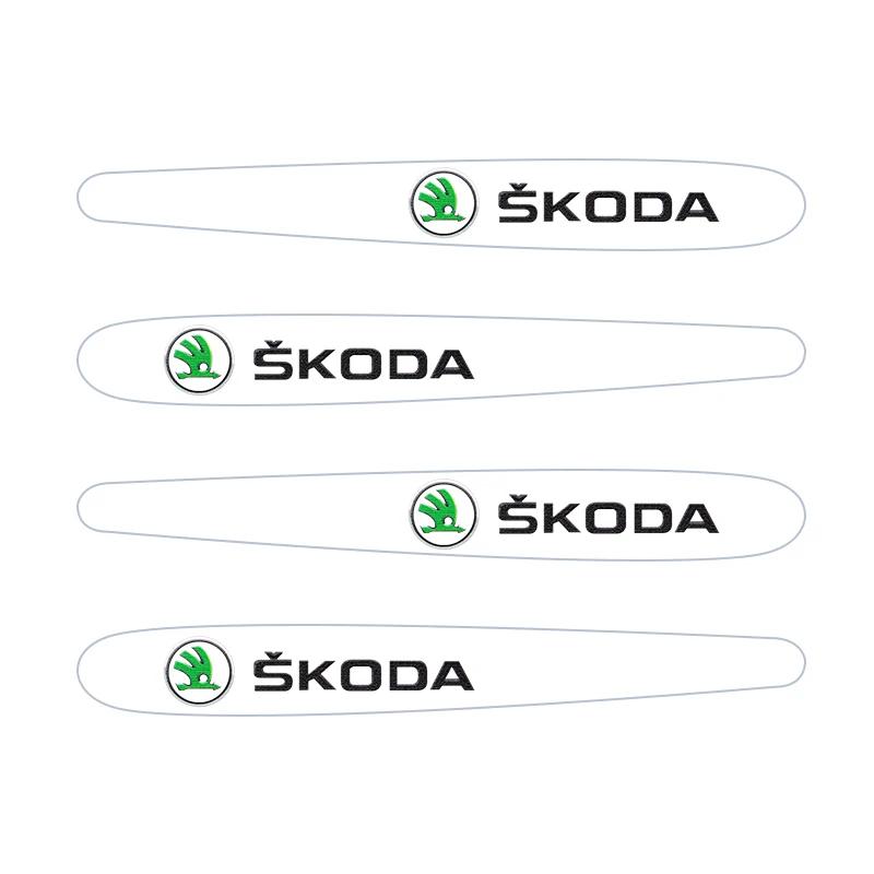 2026 Hot 4/8PCS For Skoda Octavia Fabia Superb Karoq Car Door Handle Sticker Racing Sport Protection Decals Door Bowl Film Acces