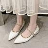 Patent Leather Pointed Inner Height-increasing Rivets Single Shoes 2025 Summer New Fashionable Versatile One-word Belt Flat Ballet Shoes Women