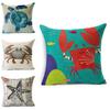 Exquisite 18" Blue Sea Animal Cotton Linen Cushion Cover For Stylish Living Spaces