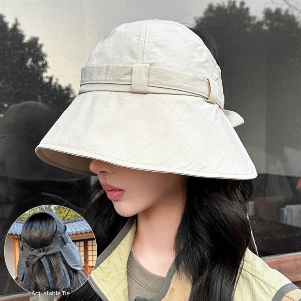 Stylish Large Brim Bucket Hat Thin Breathable Sun Hat Foldable Summer Cap Women