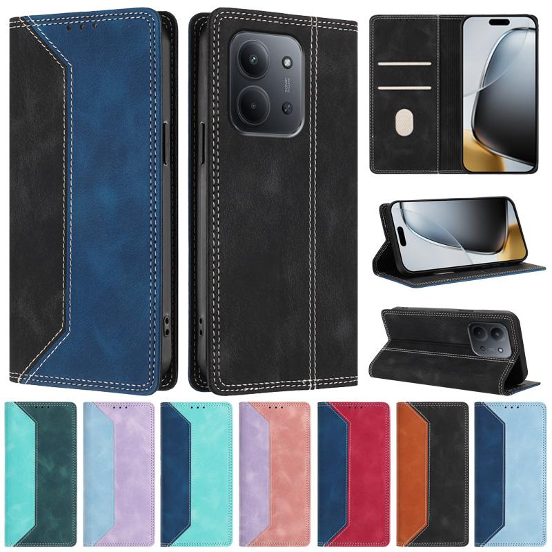 For Xiaomi Redmi 15C Case Magnetic Flip Case on for Coque Xiaomi Redmi 15C 5G / 4G Phone Cover Color Block Fashion Leather Funda