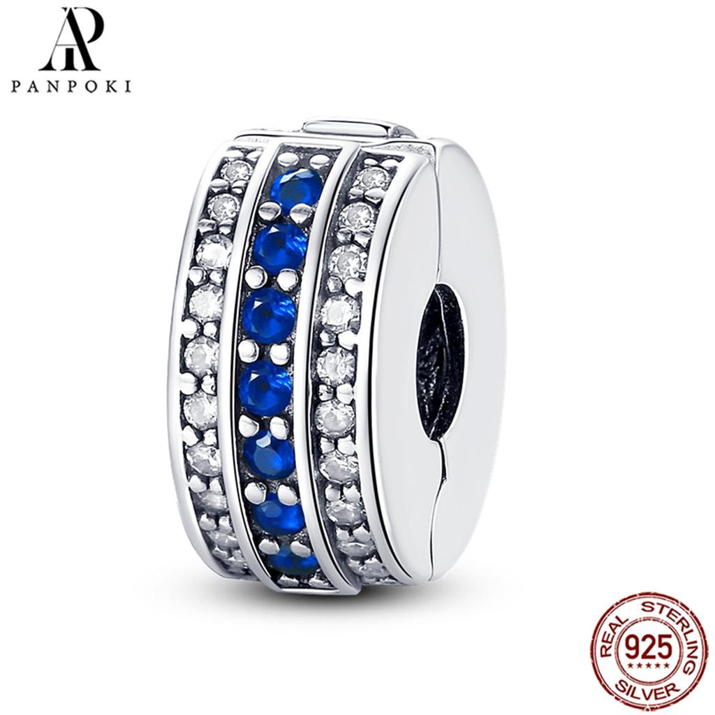 PANPOKI SS925 Sterling Silver Fixed Clip Stopper Beads Fit Bracelets Necklace NEW Luxury Women Gift DIY Jewelry Making
