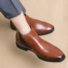 Fashion Men’s Pointed Chelsea Boots Business Leather Shoes Black Brown Cowboy Autumn Winter Boot Party Prom Dress Ankle Botas Large Size