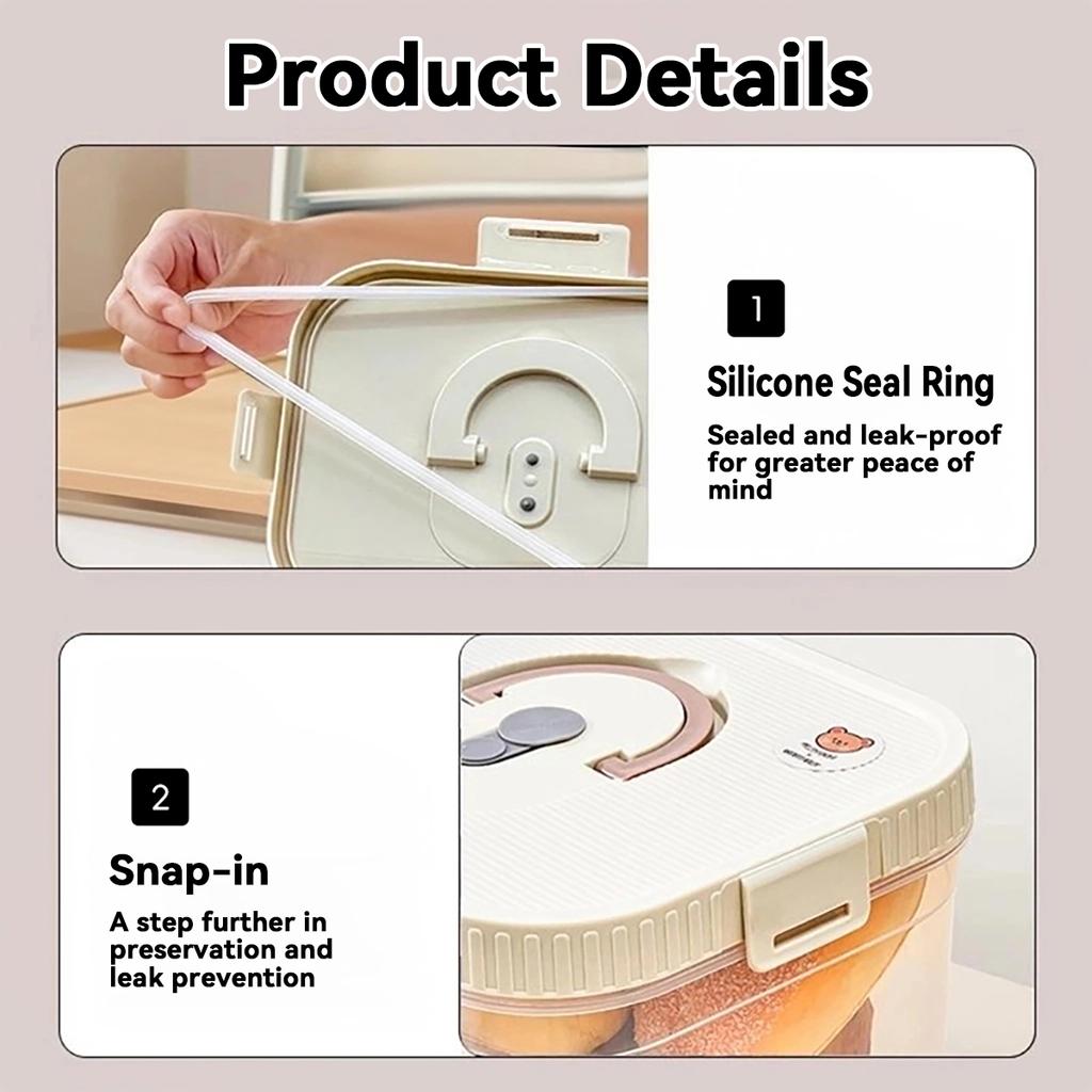 Refrigerator Food Preservation Box Clear Bread Box With Handle&Lid Moisture Proof Airtight Bread Food Container For Kitchen