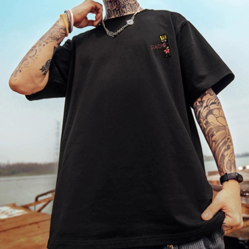 New Korean Chinese Fashion Brand In Summer 2024 Y2K Hip-hop Fashion Back Print Unisex Oversize Round Neck Short Sleeved T-shirts