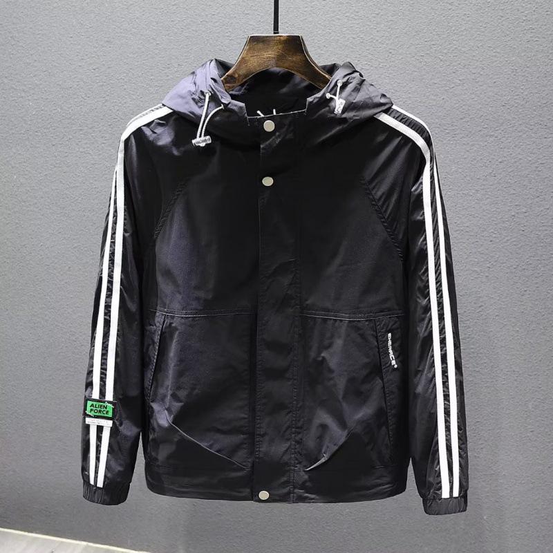 2024 Spring & Autumn Men's Hooded Sports Windbreaker - Loose, Lightweight, Fashion Jacket