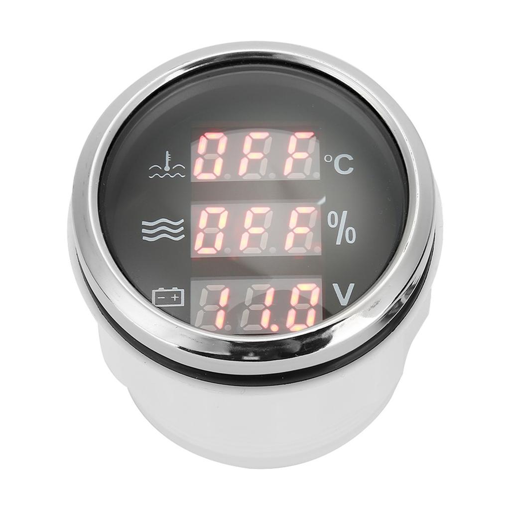 52mm 2in 3‑In‑1 Gauge Water Temperature Voltage Liquid Level Display European Standard 0‑190ohmBlack Dial