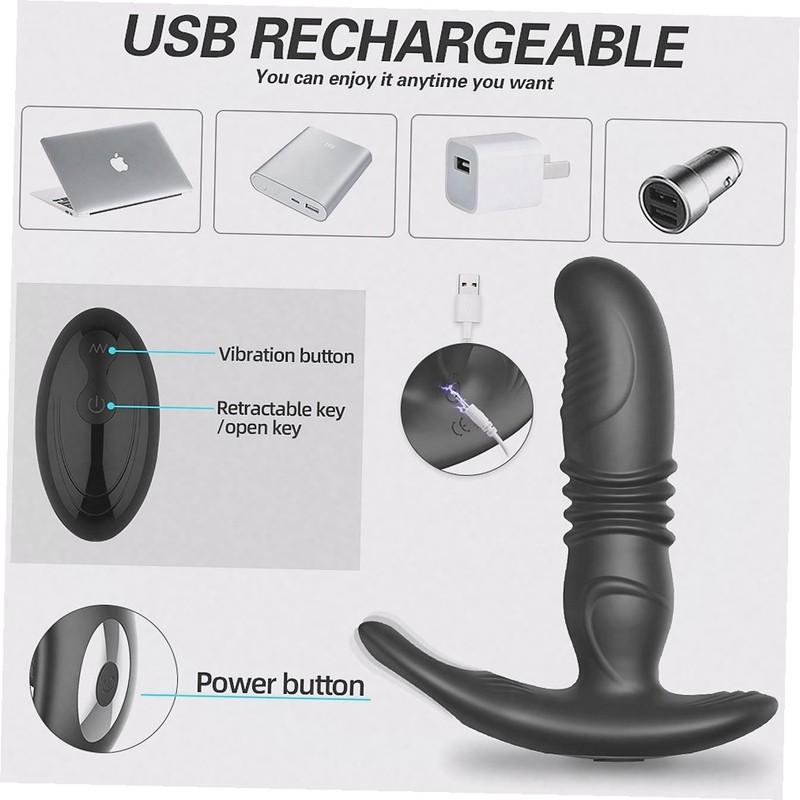 Multifunctional Anal Butt Plug Vibrator Telescopic Thrusting Design Dual Motor Vibration Scrotum Clamp Function Waterproof