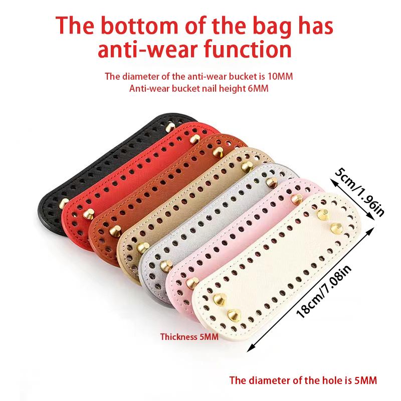 1Pc Bag Components Long Bottom For Knitted Bag Pu Leather Base Handmade With Holes Diy Crochet Accessories