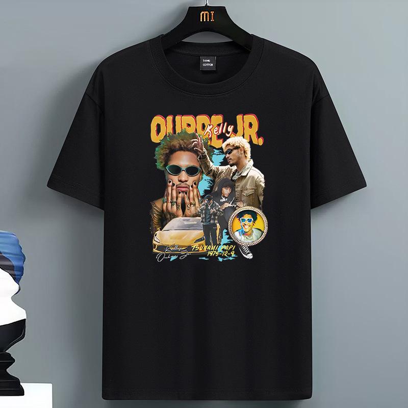 For Men's High Quality 100% Cotton Short Sleeve "Outré Jr." Graphic O-neck T-Shirt with Hip-Hop