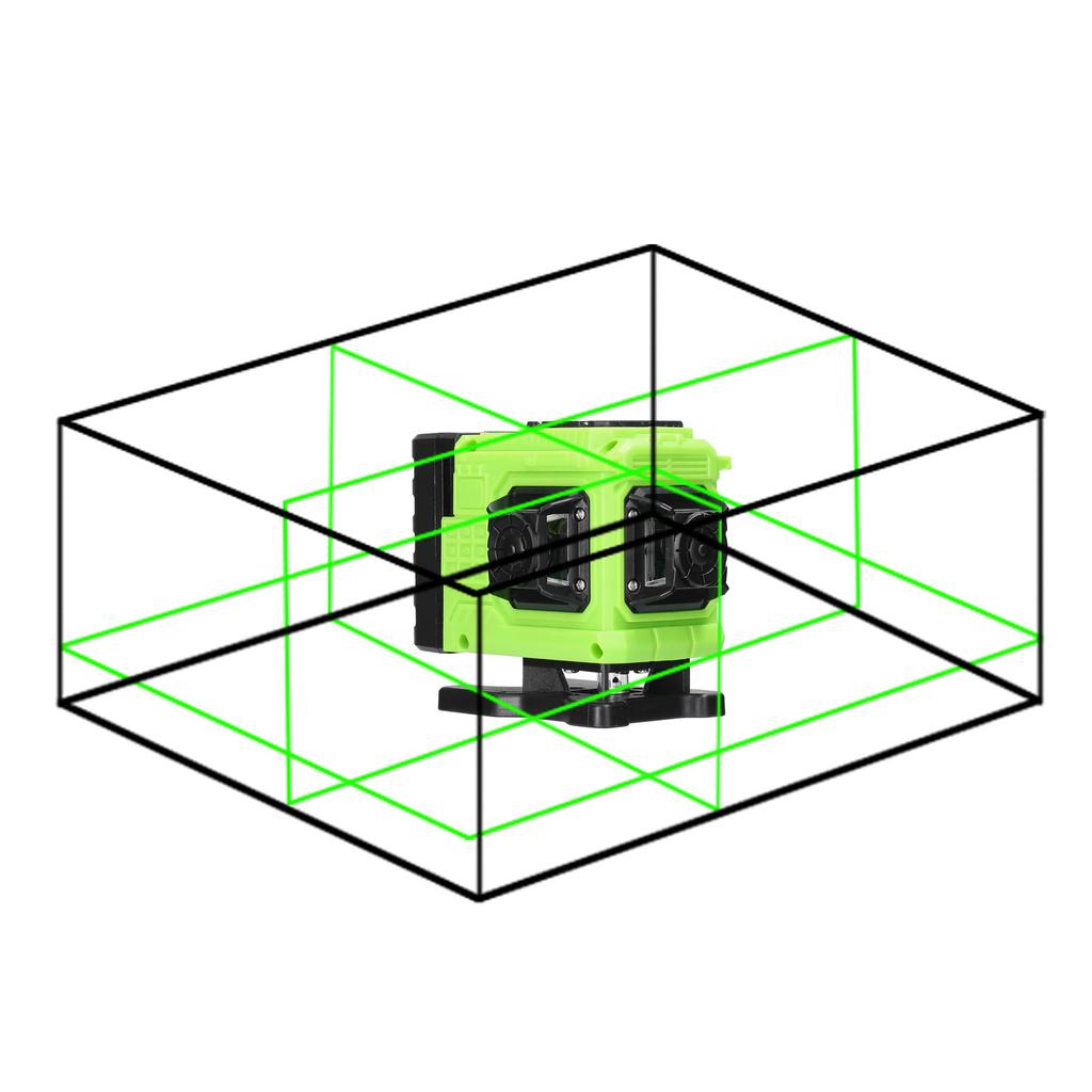 Многофункциональный лазерный уровень с зеленым лучом, 12 линий, 3 градуса, самовыравнивающийся, аккумуляторный, литиевая батарея, нивелирование