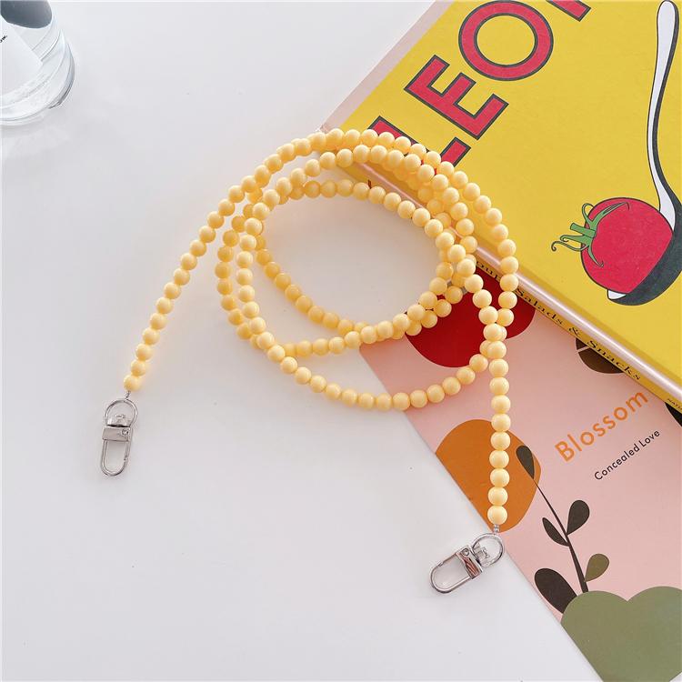 High Quality Fashion Custom Acrylic Beads Plastic Pearl Phone Case Strap, Girl Handmade Beaded Mobile Phone Lanyard Straps Chain