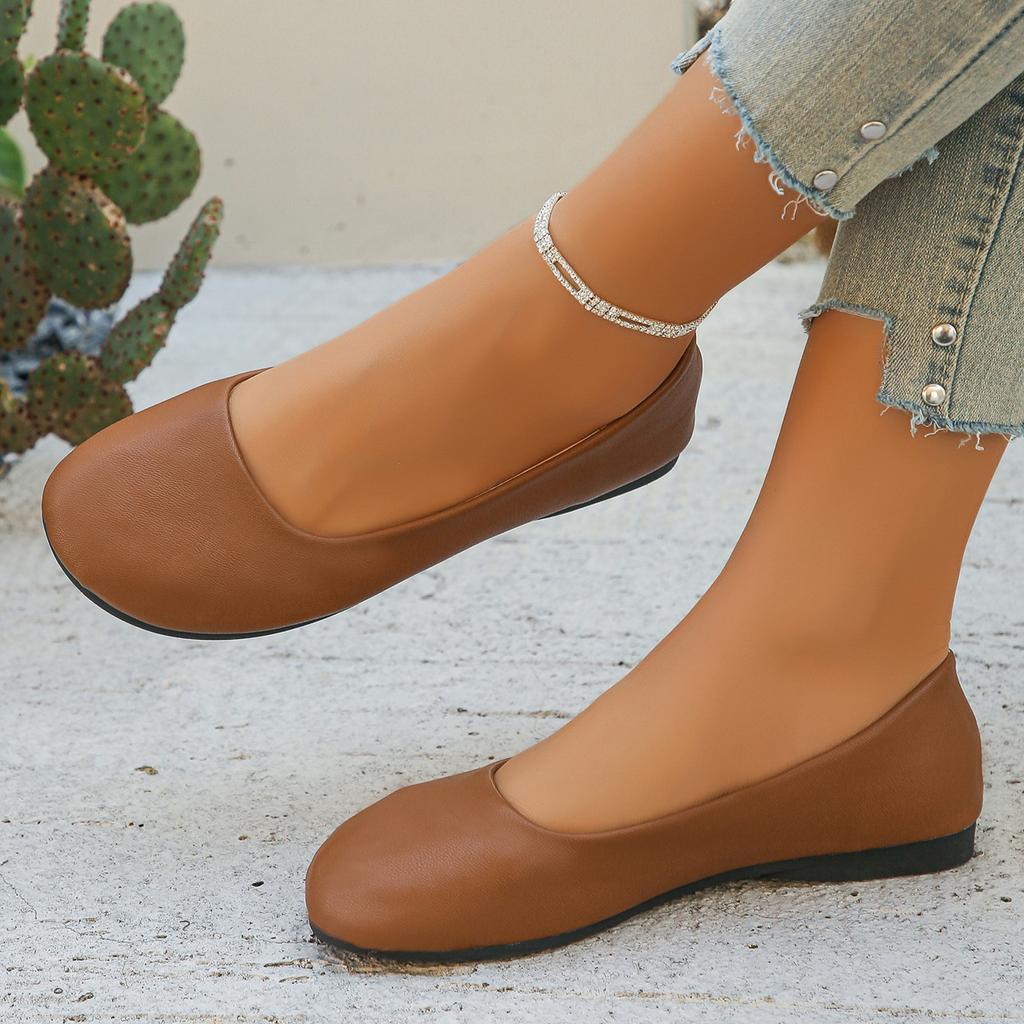 2025 Весна и Осень Новые Туфли с Круглым Носком, Толстый Каблук, Глубокий Вырез, Удобные Женские Туфли на Четыре Сезона