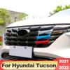 Для Hyundai Tucson NX4 2022 2023 Hybrid N Line отделка передней решетки автомобиля, спортивная полоска, 3 шт., 3D наклейки, внешние аксессуары