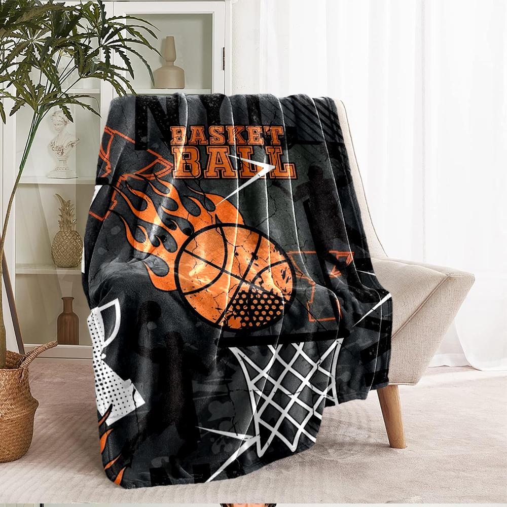 basketball Theme Printed Blanket - Perfect for Couch, Bed, Travel & Outdoor Use | Machine Washable, Cozy & Durable.