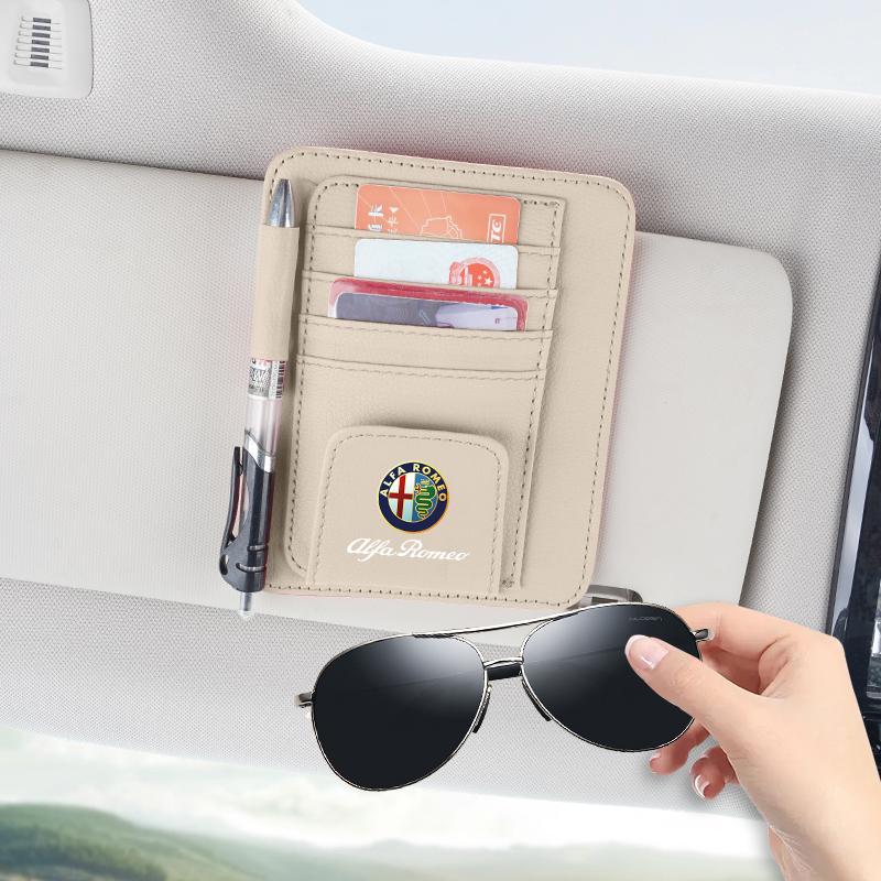 ULXMV1 Car Sun Visor Storage Clip Organizer Pen Card Bill Glasses Holder For Alfa Romeo 4C 159 Spider Giulia Giulietta 156 Mito 147 8C