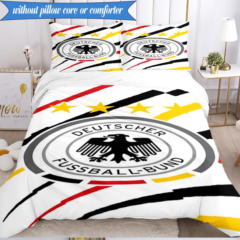 3PCS German Football Emblem Printed Soft Bedding Set,Including 1pc Duvet Cover And 2pcs Pillowcases Perfect for Bedroom, Dormitory, Fan gift