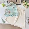 Girls' Summer Hanfu Two-Piece Set: Vest and Long Pants