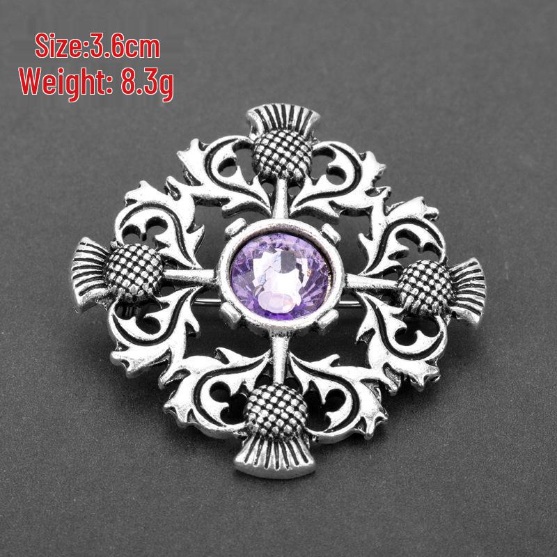 Scottish Thistle Celtic Knot Brooch Pin