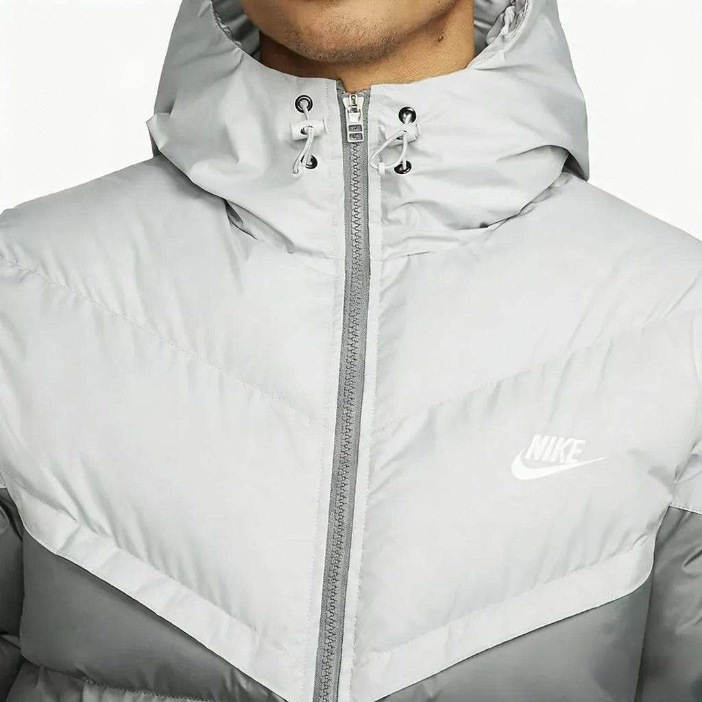 Nike Ветровка Storm-FIT Windrunner PrimaLoft ® с цветными блоками, куртка с длинными рукавами и капюшоном, теплая куртка из пуха, мужская, серая