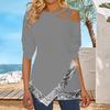 Women's Halterneck Off-shoulder Irregular Sequined Long-sleeved T-shirt