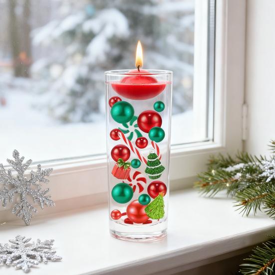 Christmas Vase Filler Decoration Plastic Green Red Cane Canes Water Beads Faux