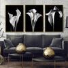 Calla Lily Posters Black and White Flowers Plant Prints Canvas Painting Wall Mural Art Pictures Living Room Bedroom Modern Home Poster Decoration
