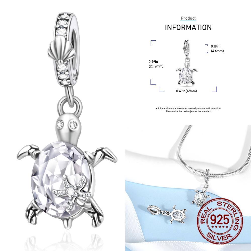 Медные шармы-подвески в виде морской черепахи с камнями-талисманами по месяцам рождения, подходят для оригинального браслета для женщин, ювелирные изделия