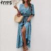Women's Fashion Summer Spring Short Sleeve V-Neck High Waist Casual Dresses