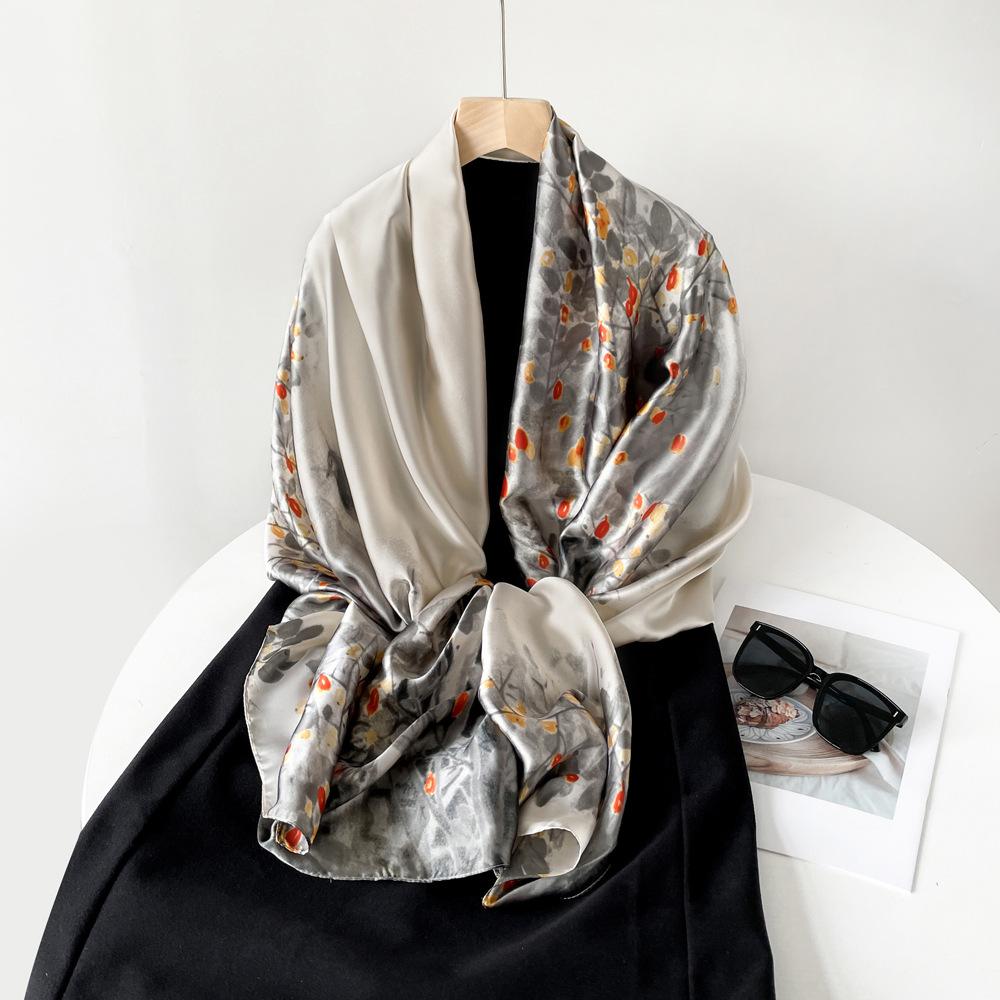 Шарф из шелка средней длины с рисунком «Горная река», высококачественная универсальная шаль для повседневной носки