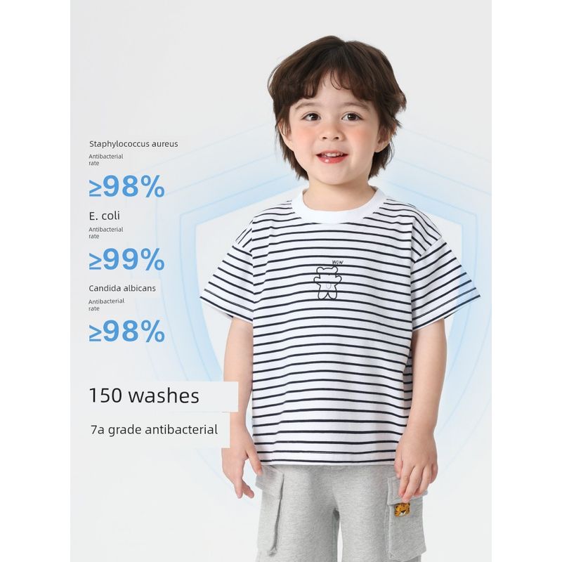 Boys' Simple Casual Short-Sleeved T-Shirt Men's Summer Clothing 25 Years New Summer Style Kidsren's Clothing Baby Tops Half-Sleeved