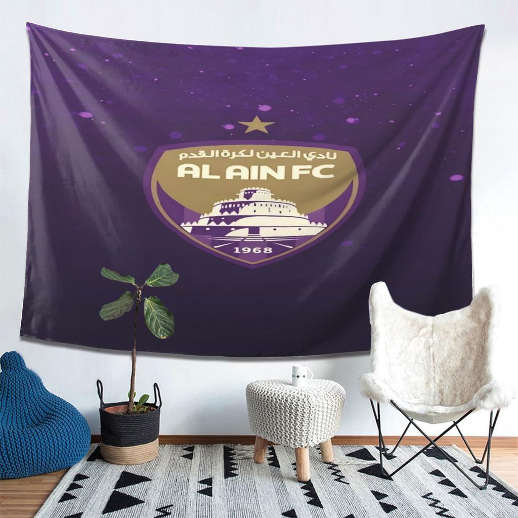 Al Ain FC Team Tapestry Purple Golden Printed Wall Hanging with Ship Design Perfect for Living Room Bedroom Office Decor