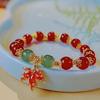 New Live Broadcast Red Maple Leaf Bracelet Women's Retro Temperament Design Sense Exquisite Bracelet Gift