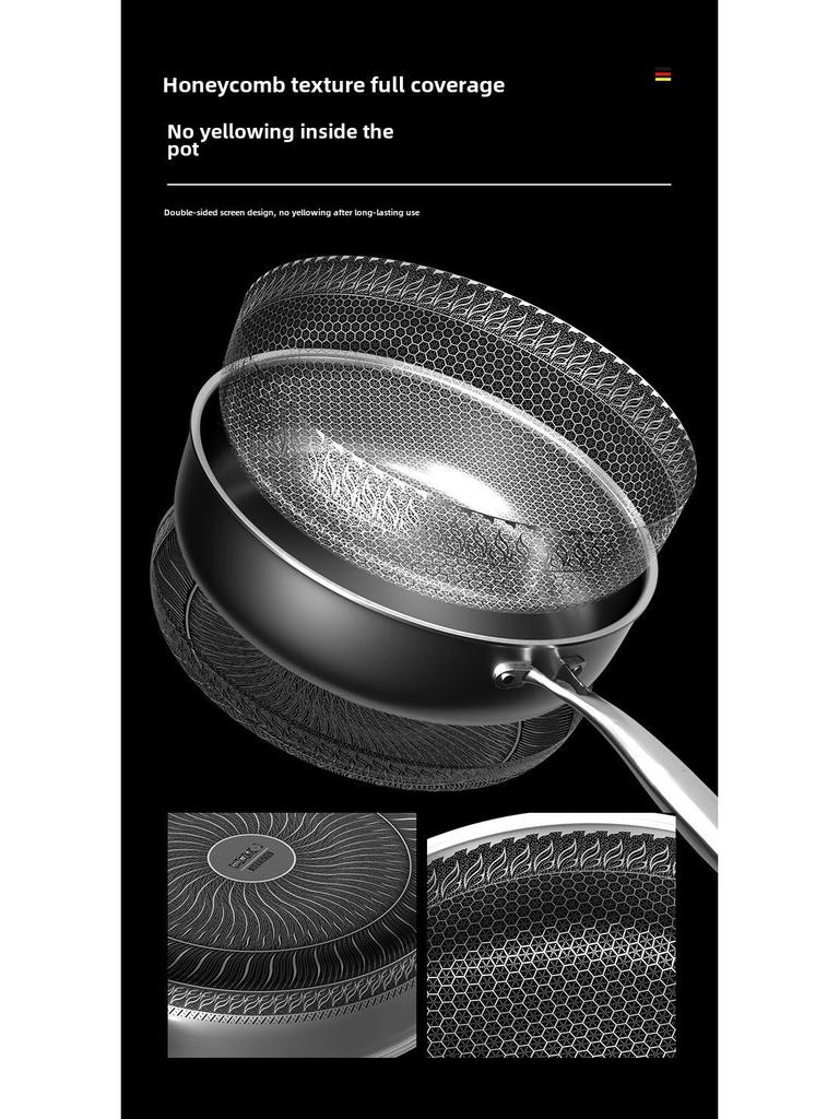 Бытовая углубленная антипригарная сковорода из нержавеющей стали 316 с сотовым покрытием, совместимая со всеми плитами