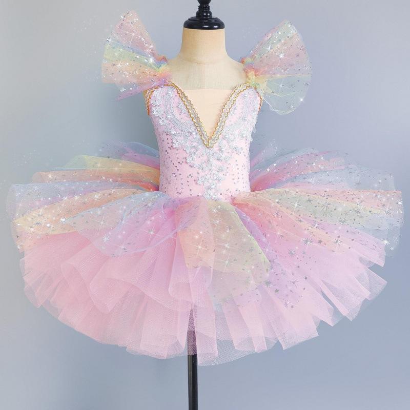 Белое балетное платье-пачка с блестками для малышей, танцевальные костюмы для девочек, детские балетные пачки, наряды для детей, одежда для бальных танцев