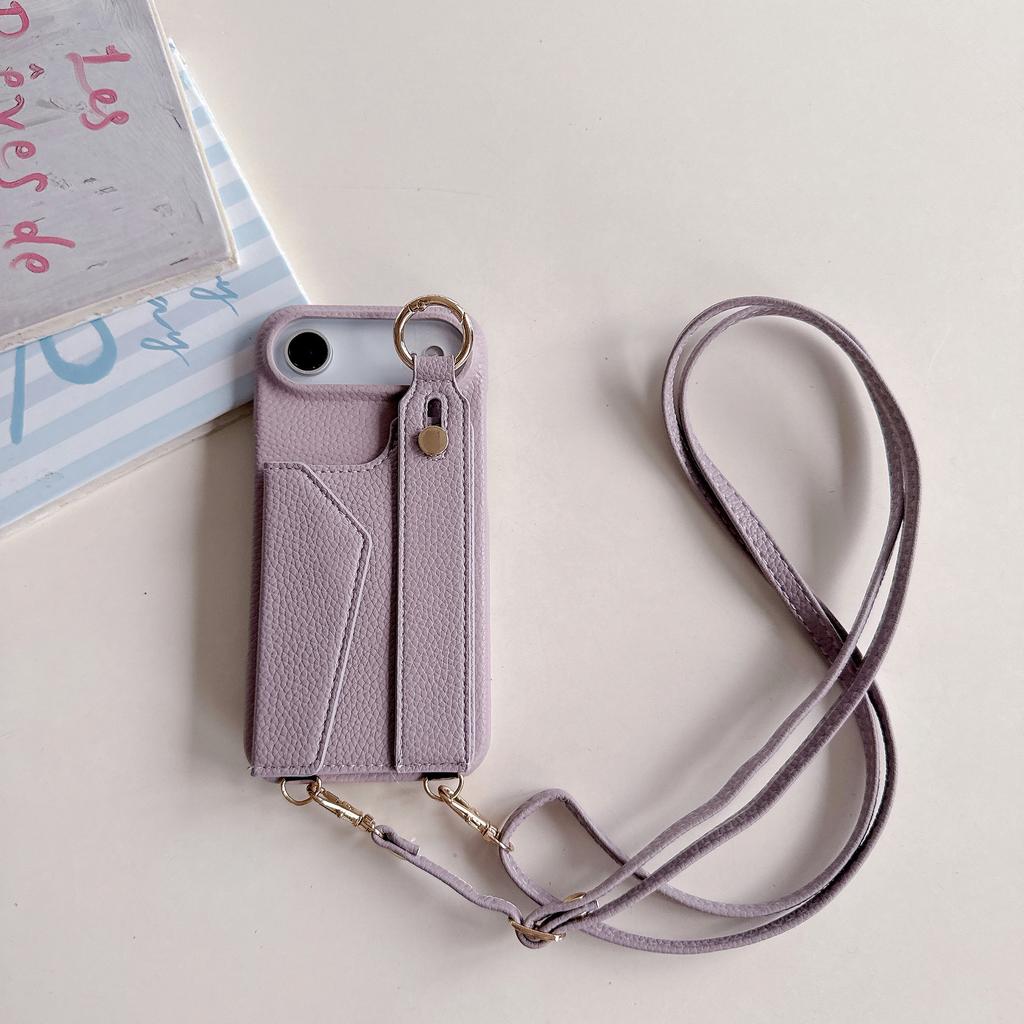 Ремешок на запястье Crossbody Кольцо-держатель Слоты для карт Магнитный кошелек Кожаный чехол Для iPhone 17 Pro Max 16 Plus 15 14 Длинный ремешок Чехол