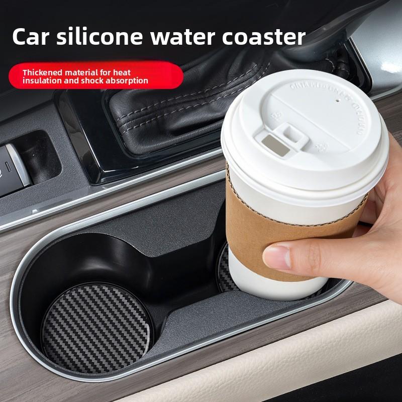 Car Carbon Fiber Pattern Cup Mat Storage Pad Center Console Glue Cup Holder Non-slip Mat Car Accessories