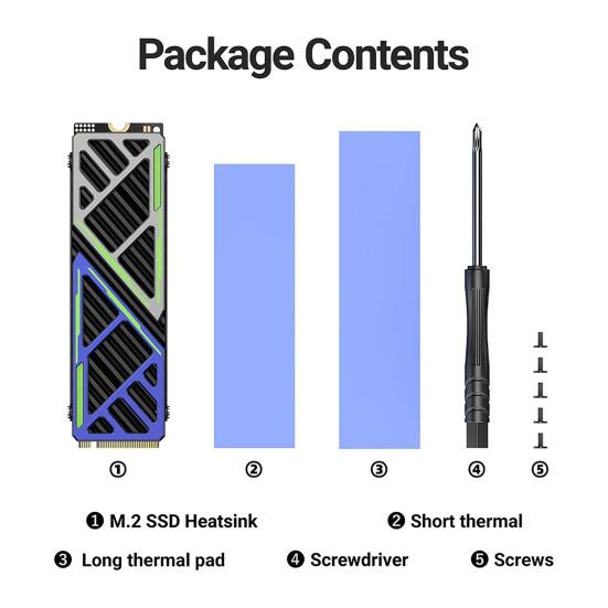 SSD Охлаждение твердотельного накопителя 2280 Радиатор Быстрый M2 2280 NVMe Жесткий диск Алюминий