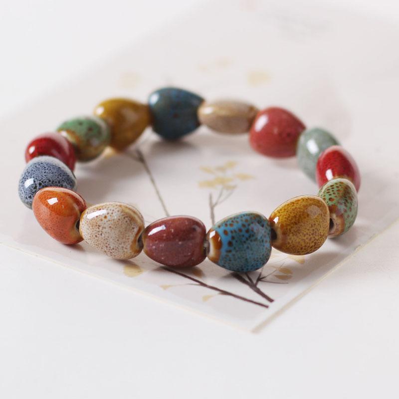 Керамический браслет ювелирные изделия модный цветочный глазурь бисерный браслет многоцветный повседневный богемный браслет
