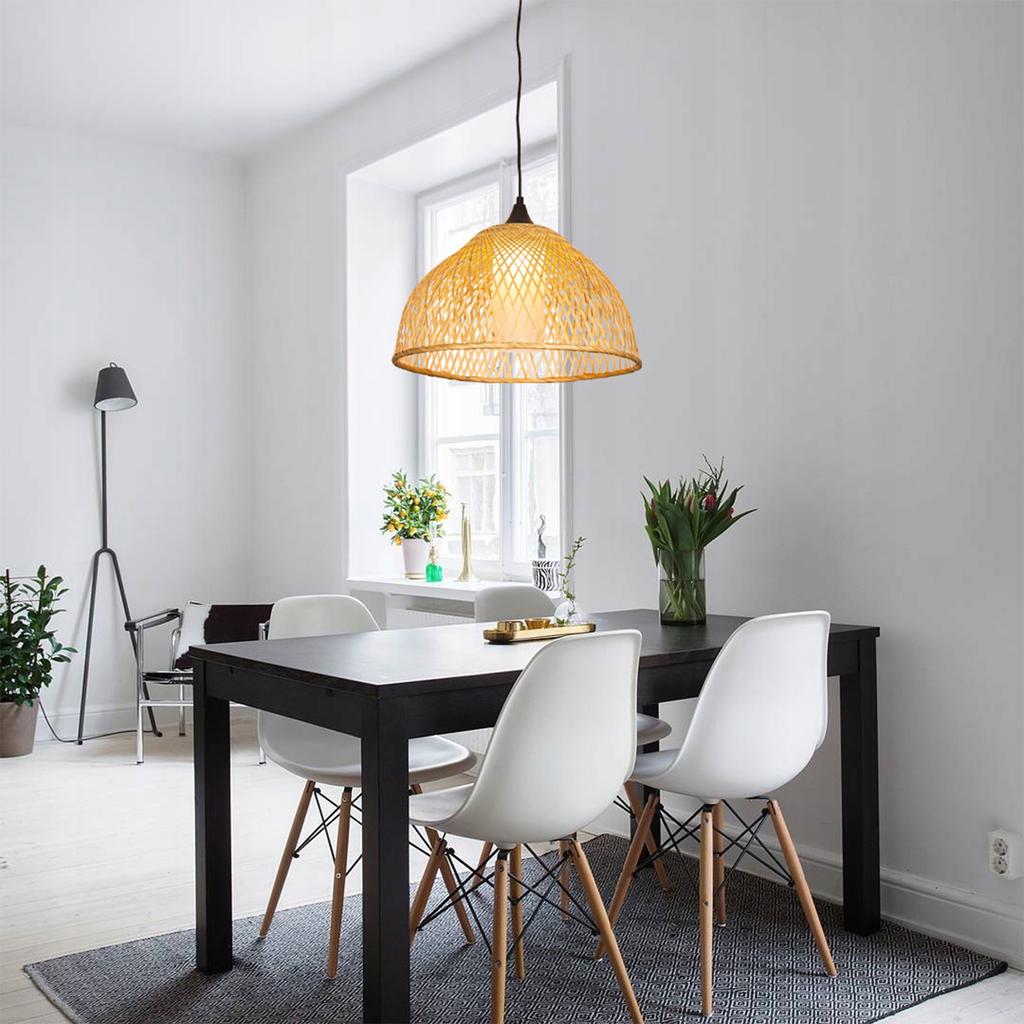 Hanging Ceiling Lamp Bamboo Boho Rattan Wood Loft
