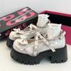 Fashion Women's Mary Jane Shoes Lolita Solid Color Spring 2024 Hot Sale Fashion Butterfly Knot Outdoors Thick with Non-slip Female Shoes