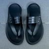 Stylish Men's Leather Slippers Non-Slip Sole Half Drag Slides Comfortable Summer Shoes Leisure Walk Man Beach Flats Flip-flops